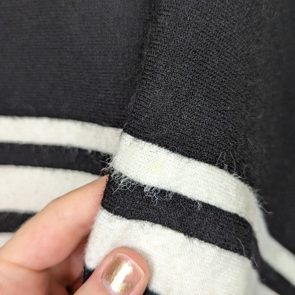 Anthropolgie Black and White Striped Dolman Bat Wing Crew Sweater - Picture 6 of 9